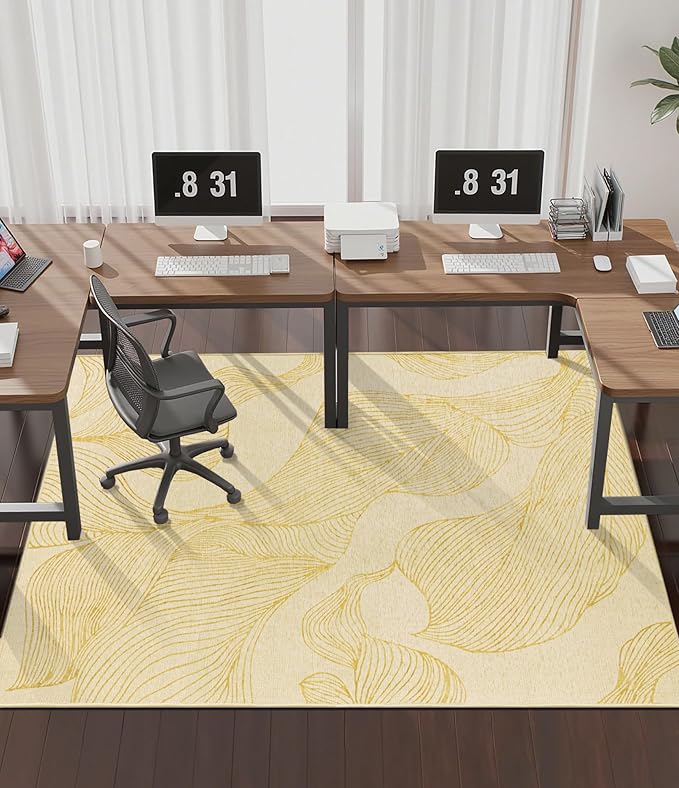 chakme Office Chair Mat for Hardwood Floor, 72"x48" Easy Glide Computer Desk Mat Protector for Rolling Chair Under Desk Rug Nonslip Backing, Machine Wash, (Golden Leaf)