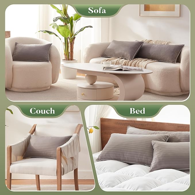 Memory Foam 14 x 36 Inch Throw Pillow Insert, Premium Lumbar Pillow Insert for Decorative Throw Pillow, Living Room, Couch and Sofa, 14 x 36 Inch, Gray