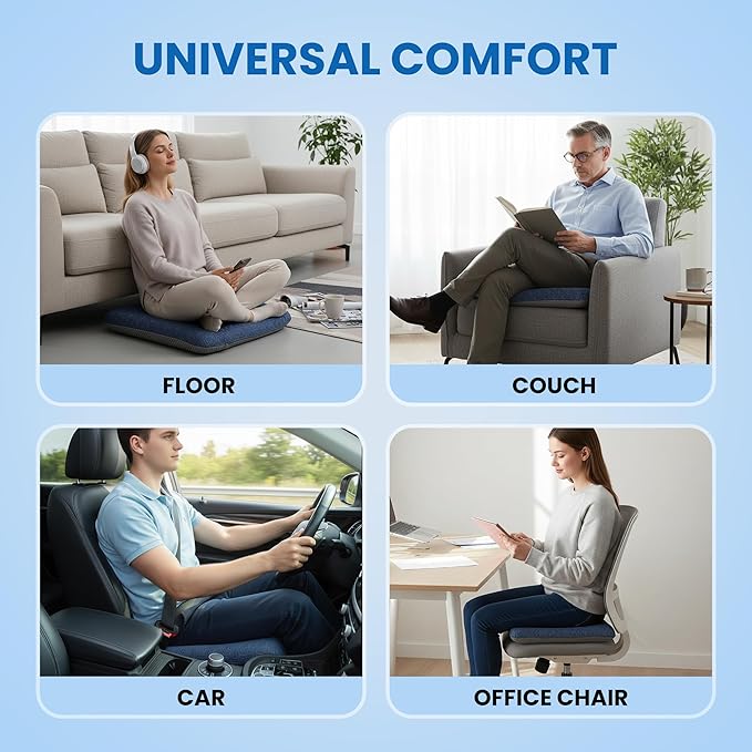 Ganondorf Extra Large Recliner Seat Cushion for Elderly Tufted Furry Booster Foam Cushion, Pressure Relief for Long Sitting Orthopedic Chair Cushion for Recliners Office Chairs, Navy