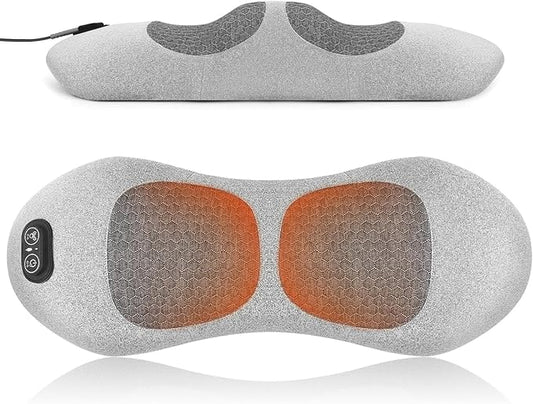 3-in-1 Smooth Spine Triple Fusion Electric Lumbar Support Pillow with Heat, Vibration & Traction - Adjustable Back Massager for Lower Back Pain Relief, Sciatica & Office Chair Use (Gray)