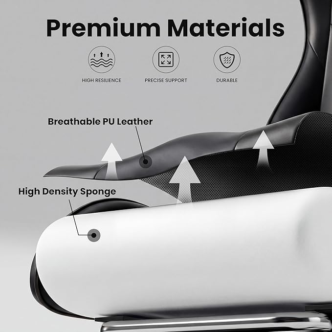 Ergonomic Gaming Chair, Desk Chair with Headrest & Lumbar Support, 90°-150° Reclining Backrest & Footrest, 361° Swivel Height Adjustable Computer Chair, High Back for Adults