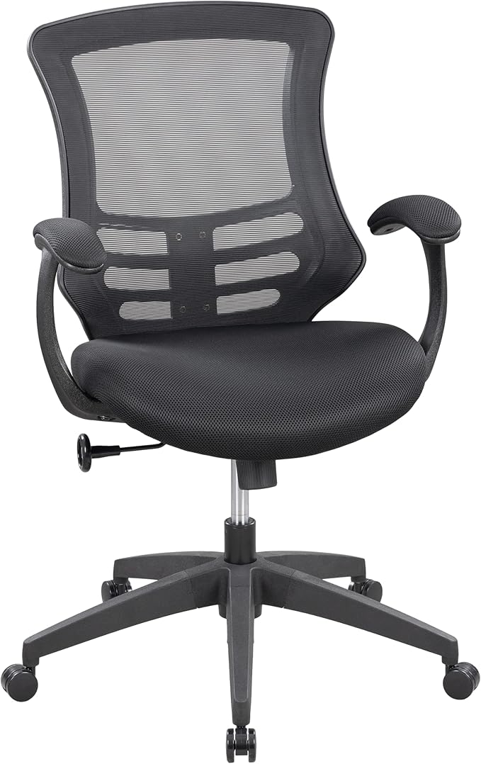 HAMESS Ergonomic Office Chair for Home Office with Mesh Back, Swivel Rolling Computer Desk Chair, Padded Arms with Built-in Lumbar Support, Thick Seat Cushion, High-Density Foam, Breathable Material