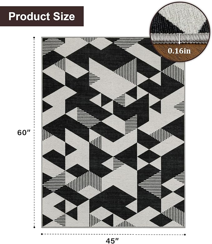 chakme Office Chair Mat for Hardwood Floor, 60"x45" Easy Glide Computer Desk Mat Protector for Rolling Chair Under Desk Rug Nonslip Backing, Machine Wash, (Geometry)