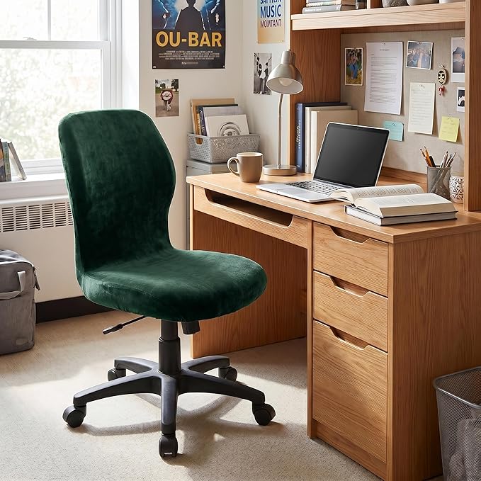 Deisy Dee Velvet Stretch Armless Office Chair Covers - Colorful Stretch Slipcover for Desk Chairs (Kelly)