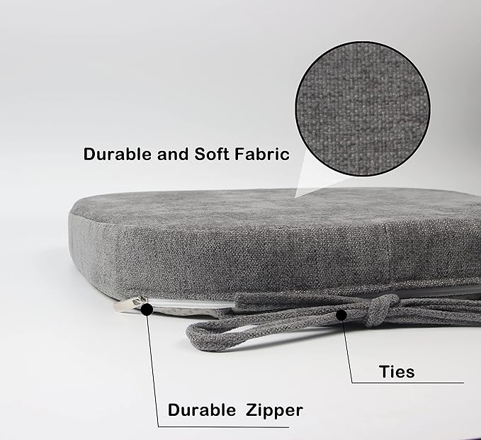 Loveboat 2 Pack Miky White Metal Dining Chair Pads, 14x14 Inches, Chenille Fabric, High Density Foam, Tolix Style Metal Chairs