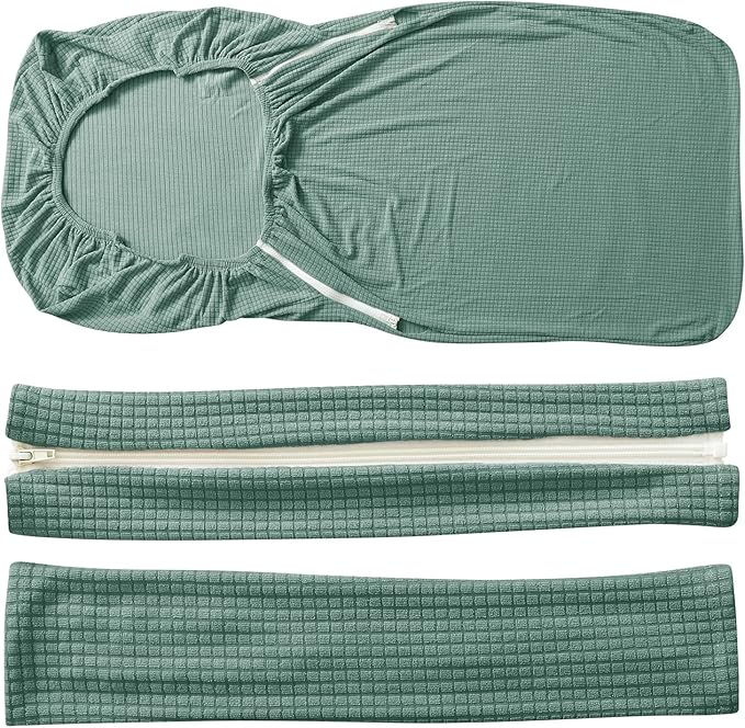 FORCHEER Office Chair Cover Water Repellent Jacquard Armrest Swivel Chair Slipcovers Removable Stretch Universal Computer Chair Cover L with Chair Arm Cover 2P-Army Green