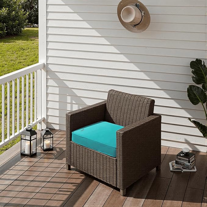 PatioGlow Outdoor Chair Cushions 17 x 16 x 2 Inch, Waterproof & Fade Resistant Patio Seat Cushion for Furniture with Handle and Ties, Thick Seating Pads for Outside Sofa Couch Set of 2, Teal