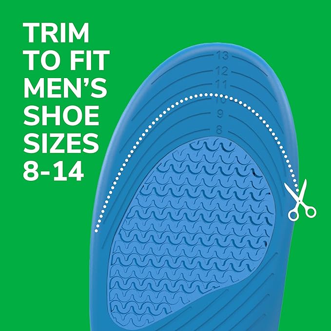 Dr. Scholl’s Sport Insoles - Superior Shock Absorption and Arch Support to Reduce Muscle Fatigue and Stress on Lower Body Joints for Men Size 8-14,(Pack of 12)