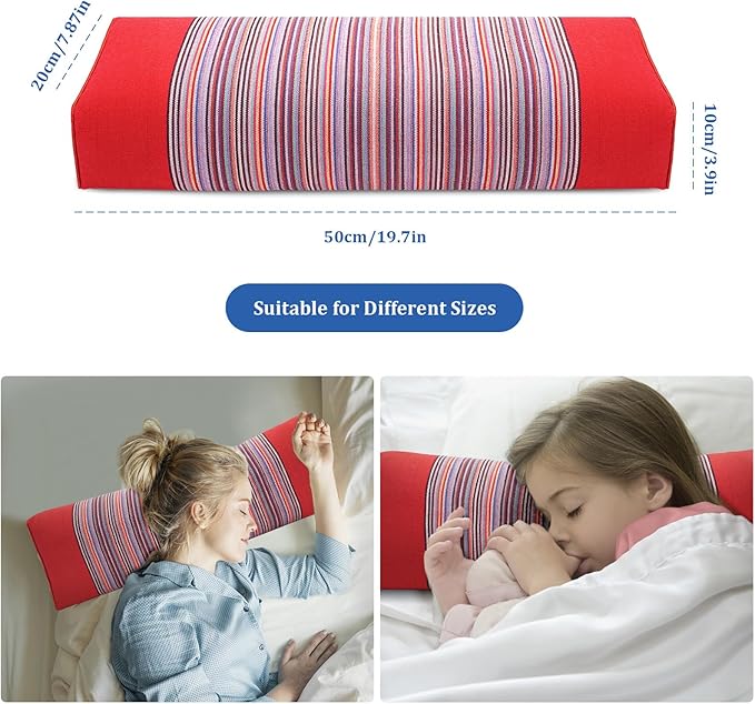 Adjustable Organic Buckwheat Pillow for Neck Pain Relief - Natural Cooling Cervical Support Bed Pillow for Side & Back Sleepers with Night Sweats (21x8x4 Red)