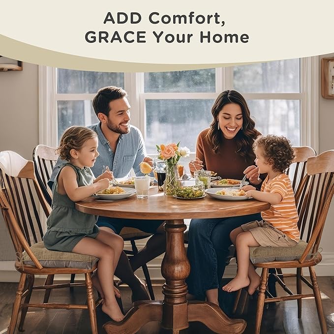 AddGrace Chair Cushions for Dining Chairs Set of 4 Kitchen Seat Cushions with Ties and Non Slip Backing Tufted Indoor Seat Pad for Kitchen Dining Room 18" x 17" x 3" Light Brown