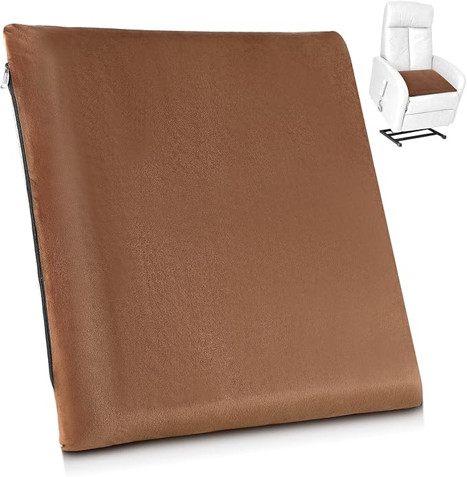 GlikCeil Recliner Cushion for Elderly with Memory Foam Square Seat Chair Cushion for Recliner Thick Non Slip Seat Pad for Chair, Couches(20 x 20 x 3,Brown)