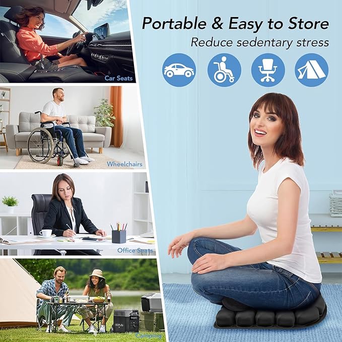 Inflatable Seat Cushionair Inflatable Chair Air Seat Car Portable Breathable Comfort Orthopedics Pain Pressure Relief Cushion,Adjustable Bubble,for Wheelchair,Car,Office,Home (49-Point Cushion)