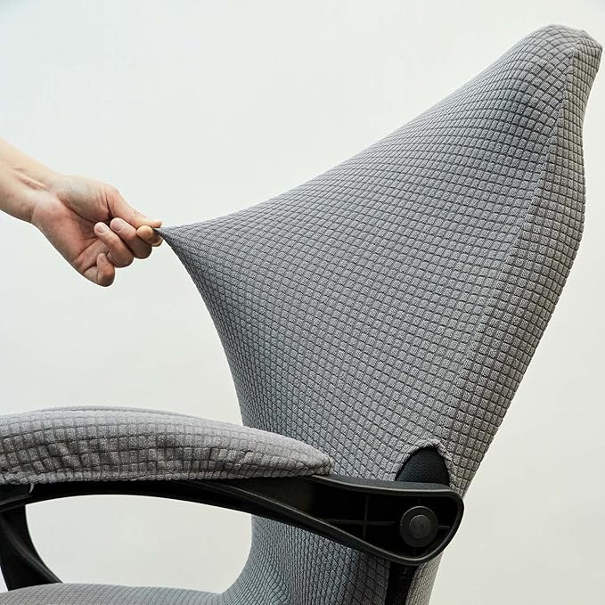 Melaluxe Office Chair Cover with Armrest Covers， Universal Stretch Desk Chair Cover, Computer Chair Slipcovers (Size: L) - Light Gray