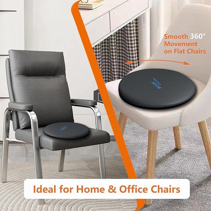 Sojoy iGelComfort Deluxe Gel Swivel Seat Cushion with Supportive Memory Foam 360 Degrees Rotating Seat Cushion for Home,Stool Chair,Office (Black, 13.5 * 13.5 * 1.75 inches)