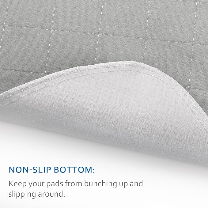 Waterproof Chair Pads for Incontinence 18" x 16", 2 Pack Non Slip Absorbent Wheelchair Reusable Seat Protector, Washable Seat Covers for Chairs, Gray