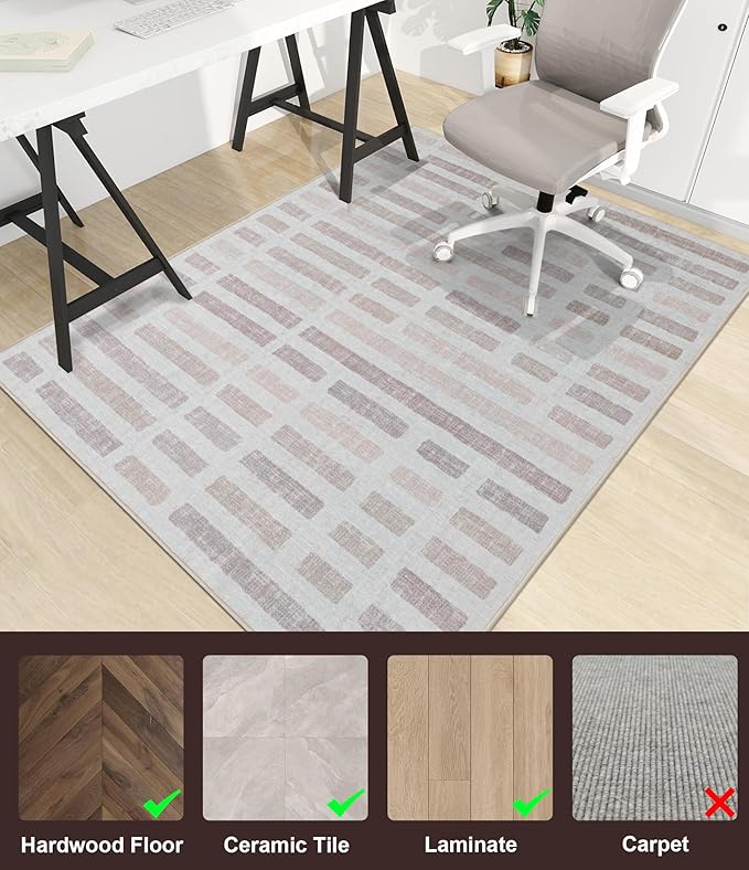 chakme Office Chair Mat for Hardwood Floor, 72"x48" Easy Glide Computer Desk Mat Protector for Rolling Chair Under Desk Rug Nonslip Backing, Machine Wash, (Plaid)