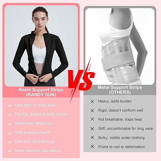 RANDY SUN Upgraded Ultra Thin Back Brace, Invisible Lumbar Support Belt for Women & Men, Breathable Waist Support for Work & Daily Wear Beige S/M(Waist:26"-28")