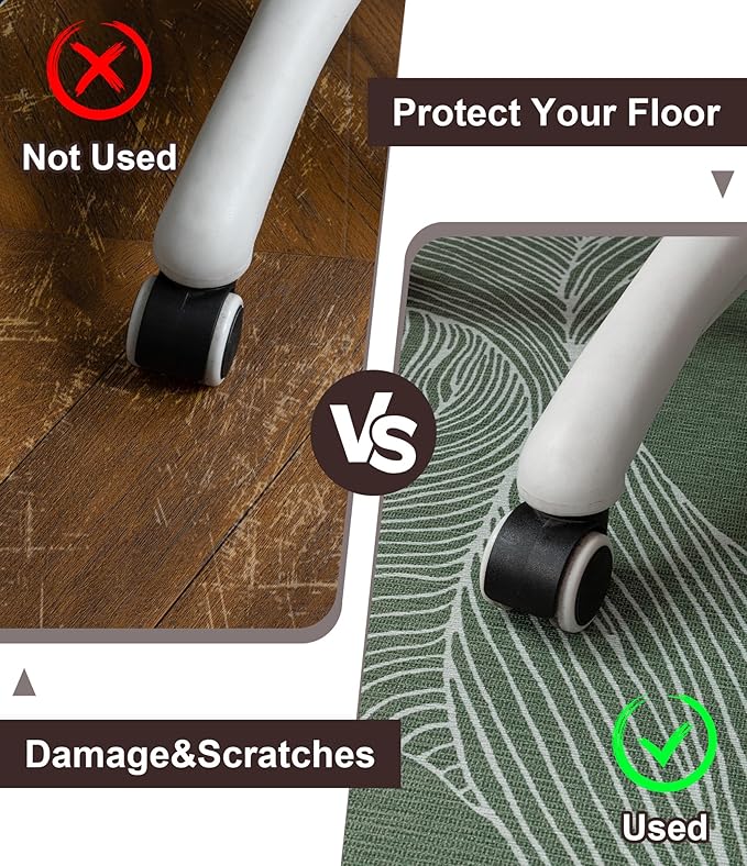 chakme Office Chair Mat for Hardwood Floor, 72"x48" Easy Glide Computer Desk Mat Protector for Rolling Chair Under Desk Rug Nonslip Backing, Machine Wash, (Leaf)
