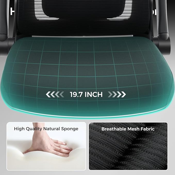 Office Chair,Ergonomic Office Desk Chair with 2D Adjustable Lumbar Support,3D Headrest,2D Arms,330LBS High Back Mesh Computer Home Office Chairs Rolling Tilting Swivel Executive Chairs Black