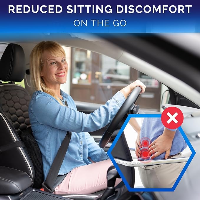 Healthfix® Car Seat Wedge Cushion | Orthopedic Memory Foam Car Seat Wedge Pillow for Driving Comfort & Posture | Seat Riser Cushion for Short Drivers & Back Pain Relief (Medium (130–200 lbs))