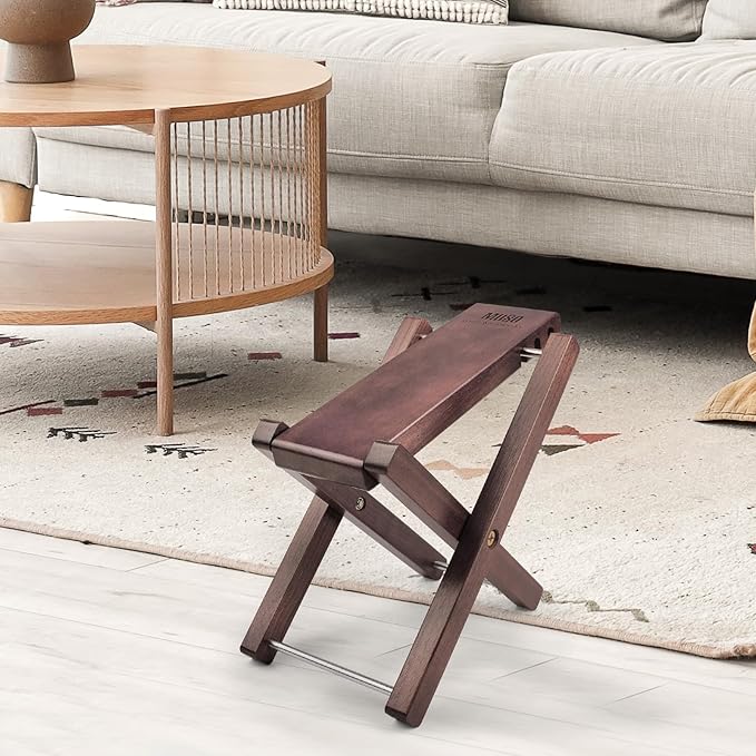 MUSO Guitar Footrest Stool, Folded Wooden Pedal, 3 Level Adjustable,Suitable for Classical Acoustic Guitar,Ergonomic & Durable (America Black Walnut)
