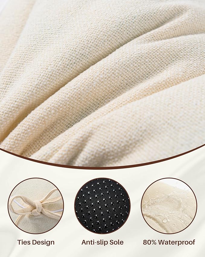 Rocking Chair Cushions Indoor, 5-inch Thicken Seat Cushion with Memory Foam Non-Slip Tufted Chair Pads Set of Seat & Back Cushion for Outdoor Rocker Living Room, Beige, 28x18x5/18x18x5
