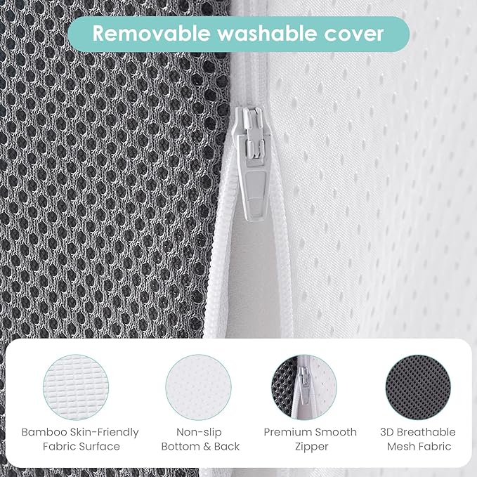 Cozymaker 7.5" Bed Wedge Pillow for Sleeping After Surgery, Back Support, Leg Elevation, Gerd Acid Reflux, Neck Pain, Snoring, Cooling Memory Foam Triangle Incline Wedge, Removable Washable Cover