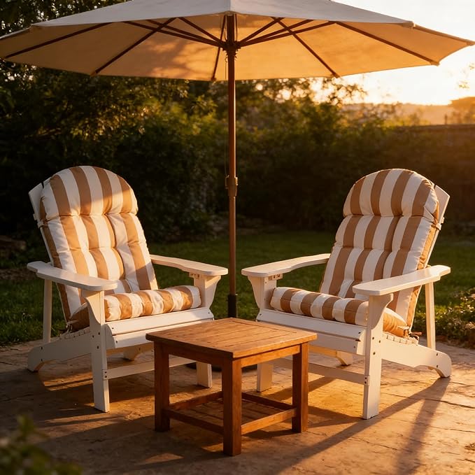Enipate Weather Resistant Adirondack Chair Cushions High Back Indoor Outdoor Patio Tufted Lounge Cushion Seat Pads