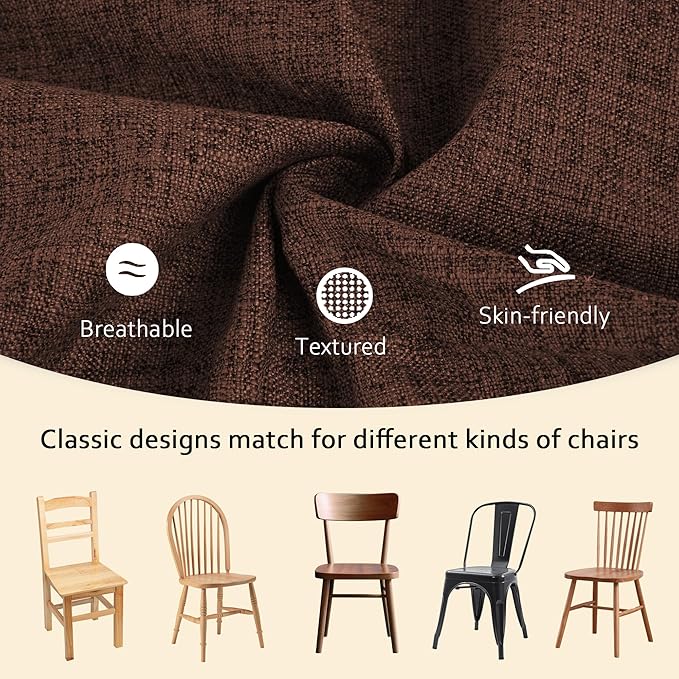 ELFJOY 4 Pack Chair Cushions for Dining Chairs Chair Pads Cushion for Kitchen Office Tufted Textured Square Seat Cushion with Ties (16" Dark Coffee)