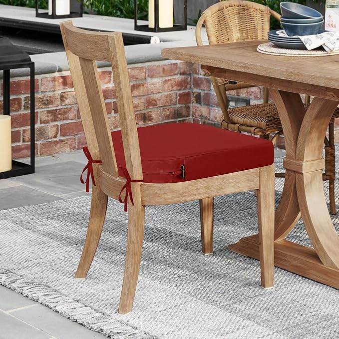 idee-home Outdoor Chair Cushions Set of 4, Thick 19" x 19" x 2" Outdoor Seat Cushions Patio Furniture Waterproof with Ties, Dining Pads