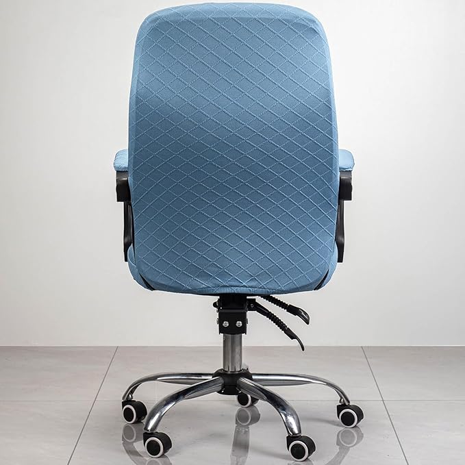 Melaluxe Office Chair Cover with Armrest Covers， Universal Stretch Desk Chair Cover, Computer Chair Slipcovers (Size: L) - Blue