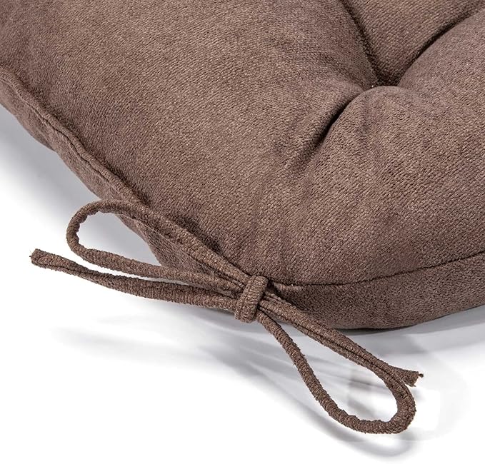 Chair Cushion, Chair Cushions for Dining Chairs, Chair Pads and Mat with Ties for Indoor Kitchen Seat and Desk (Dark Coffee, 6 Count - 17 x 16 in)