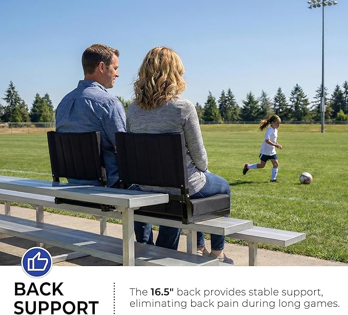 SPORT BEATS Stadium Seats with Back Support Bleacher Chairs with Back and Cushion Thick Padded Bleacher Seats Includes Shoulder Strap