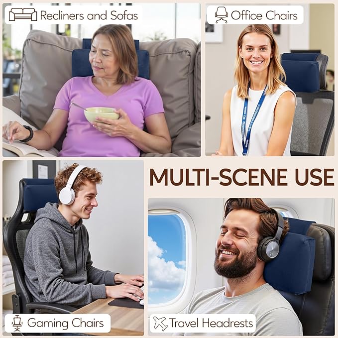 Neck Pillow for Recliner Chair, 14" Adjustable Recliner Pillow for Headrest, Soft Velvet Weighted Back Non-Slip Head Pillow for Recliner, Couch, Chair, Sofa