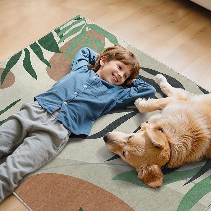 36"x48" Office Chair Mat for Hardwood Tile Floor, Under Desk Carpet Protector for Rolling Computer Chair Mat, Machine Washable Area Rug, Anti-Slip 1/5" Thick Low Pile Thin Vinyl Floor Mat, Beige Grey