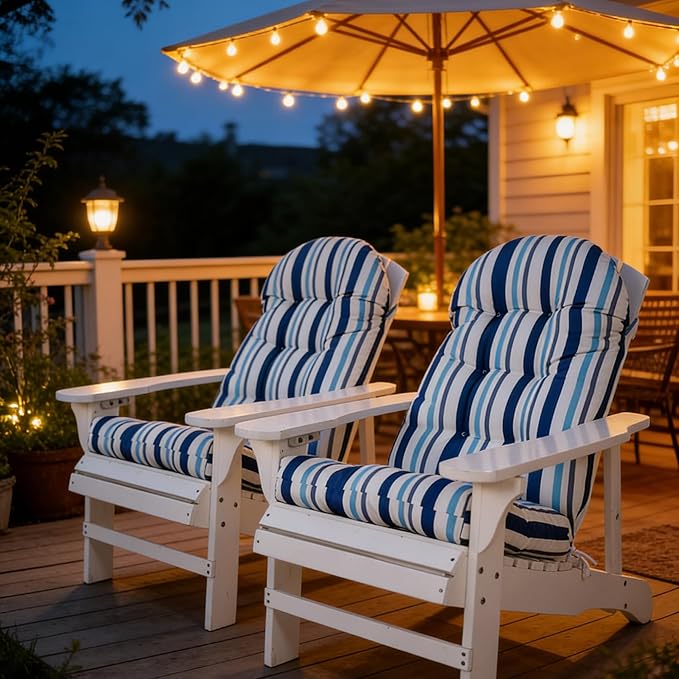 Enipate Weather Resistant Adirondack Chair Cushions Set of 2, High Back Rocking Chair Cushion, Indoor Outdoor Patio Tufted Thicken Lounge Cushion Seat Pads