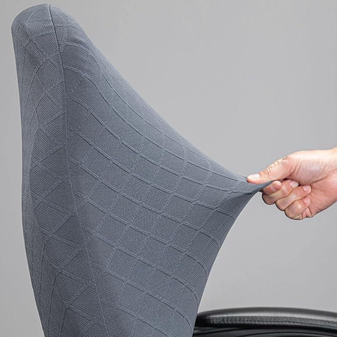 Melaluxe Stretch Jacquard Office Chair Cover, Removable Washable Desk Chair Cover Rotating Chair Seat Slipcover, Dark Gray