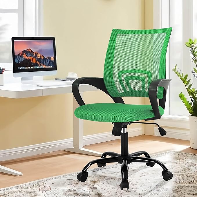 Computer Desk Chair,Work Chairs for Home Office,Ergonomic Office Chair with Lumbar Support,Mesh Office Chair with Arm and Wide Comfortable Seat,Adjustable Rolling Office Chair,Green