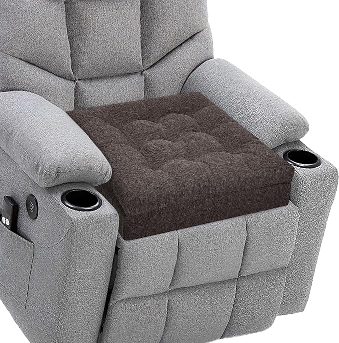Recliner Cushions for Elderly, 20x20x5 Inch Thick Chair Cushion Patent Design Soft Tufted Dual Layer Booster Seat Cushions for Seniors Recliner Risers Taupe 1P