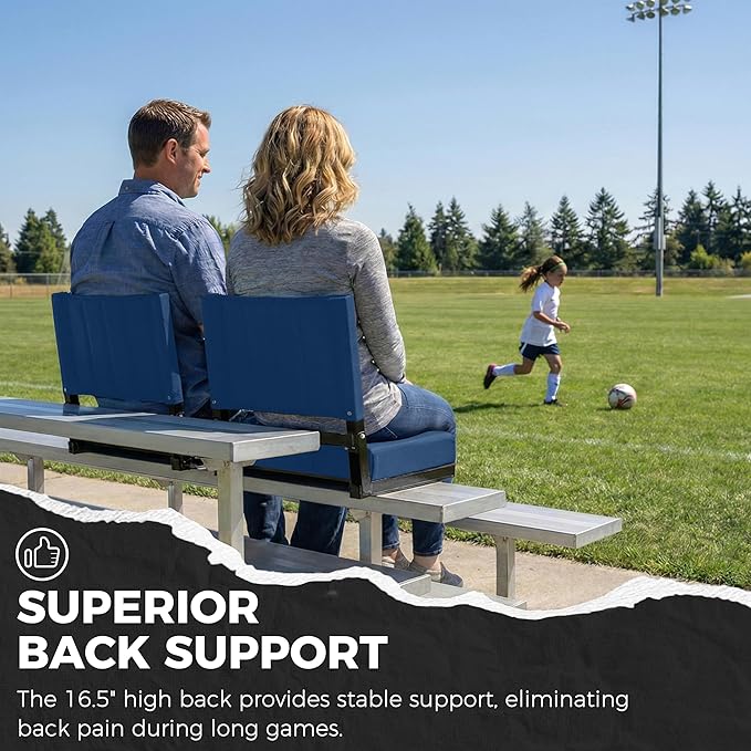 SPORT BEATS Stadium Seats with Back Support Bleacher Chairs with Back and Cushion Thick Padded Bleacher Seats Includes Shoulder Strap