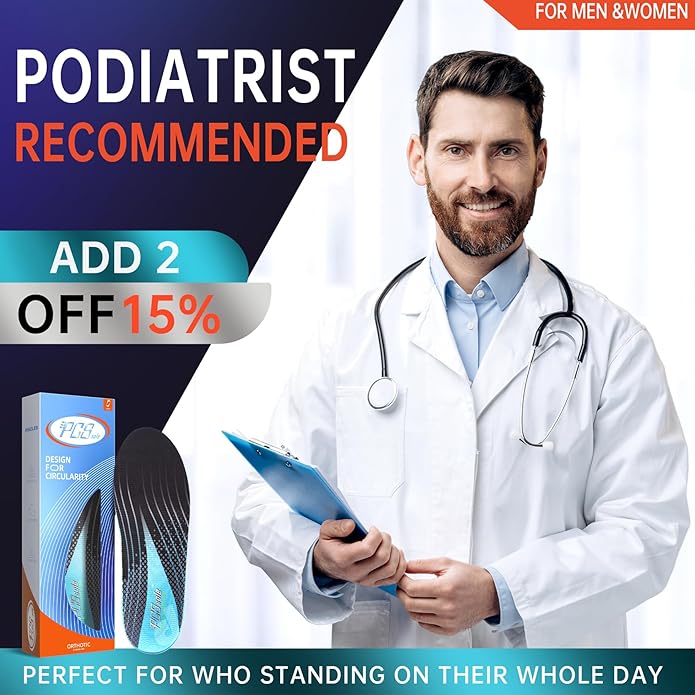 PCSsole Plantar Fasciitis Insoles Men Women- 220+lbs Heavy Duty High Arch Support Inserts with Comfort Cushion Orthotic Pain Relief Insoles for Flat Feet - Arch Pain - Heel Pain -Work Boot Shoe Insole