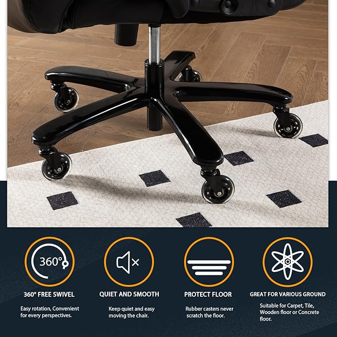 Big and Tall Office Chair for Heavy People, 500LBS High Back Extra Wide Heavy Duty Executive Office Chair Comfortable for Home Office, Large Computer Desk Chair with Adjustable Lumbar Support Brown