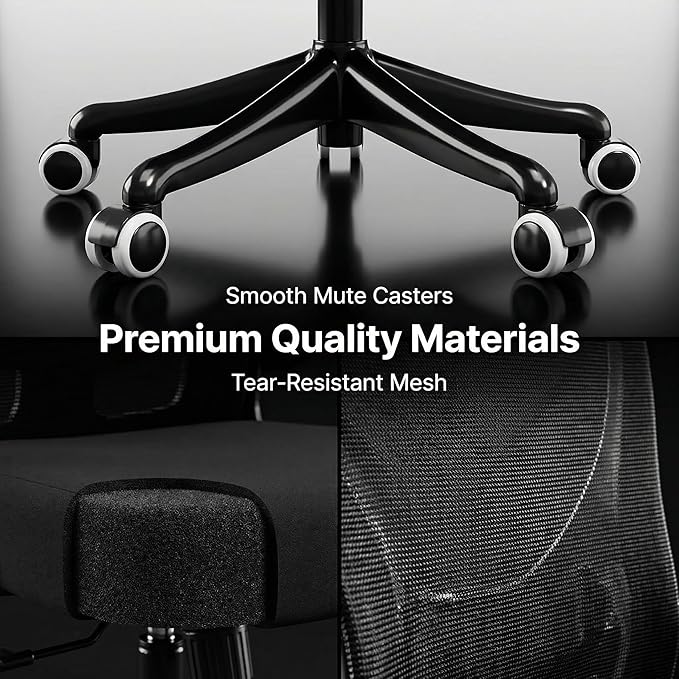 Monhey Office Chair Ergonomic Desk Chair with Lumbar Support&Headrest&Flip-up Arms Height Adjustable Rocking Swivel High Back Computer Chair Warm Taupe Mesh Study Chair (09black)