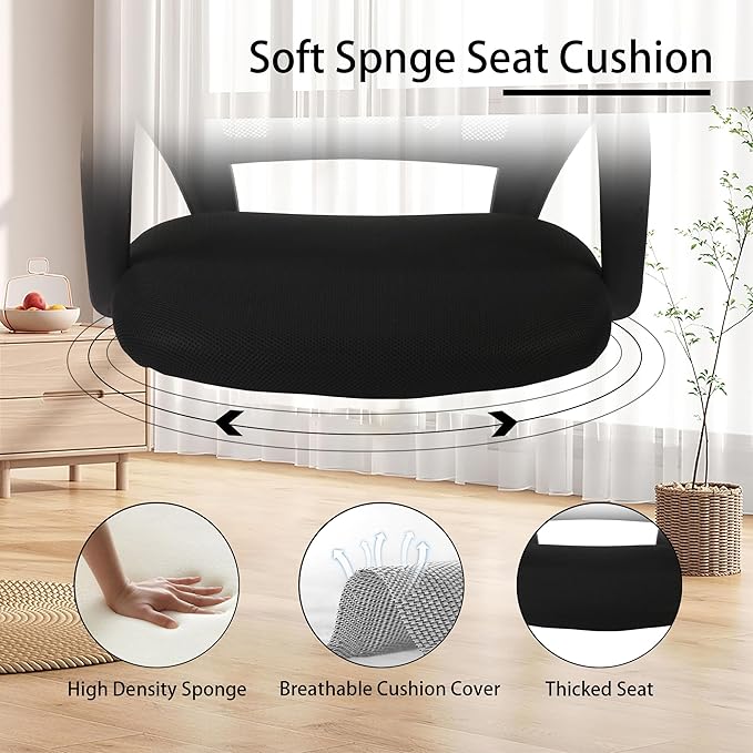 Executive Office Chair with Lumbar Support - Premium Mesh Back, Multi-Function Mechanism (250lbs Capacity), PVC Base, Black