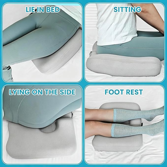 4.5" Donut Pillow for Tailbone Pain, 100% Memory Foam Bedsore Pressure Relief Pillow, Thick Anti Bedsore Cushion - T Shaped Opening Tailbone Pillow - Light Grey