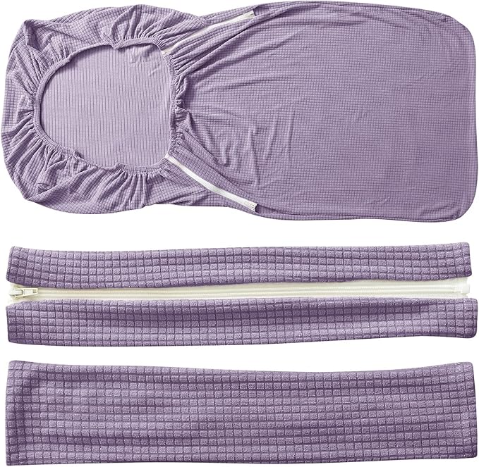 FORCHEER Office Chair Cover Water Repellent Jacquard Armrest Swivel Chair Slipcovers Removable Stretch Universal Computer Chair Cover L with Chair Arm Cover 2P-Purple