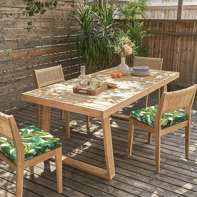 LVTXIII Outdoor Chair Cushions, Water Repellent Patio Furniture Cushions Outdoor Chair Pads with Ties for Dining Chairs and Garden Furniture, 18.5"x16"x2" Set of 4, Lush Leaf Jungle