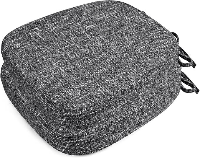 SINOSSO Thickened 2.5" Dining Chair Cushions, Soft Blended High Density Support Foam Kitchen Seat Cushions with Ties, U-Shaped Non-Slip Indoor Chair Pads, 16.5" x 16", 2 PCS, Light Gray