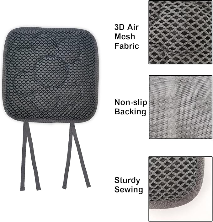 Esme L&H 12 Inch Kids Chair Pads with Ties Breathable 3D Air Mesh Chair Cushion Square Seat Cushion for Kids Chair/School Chair/Wood Chairs
