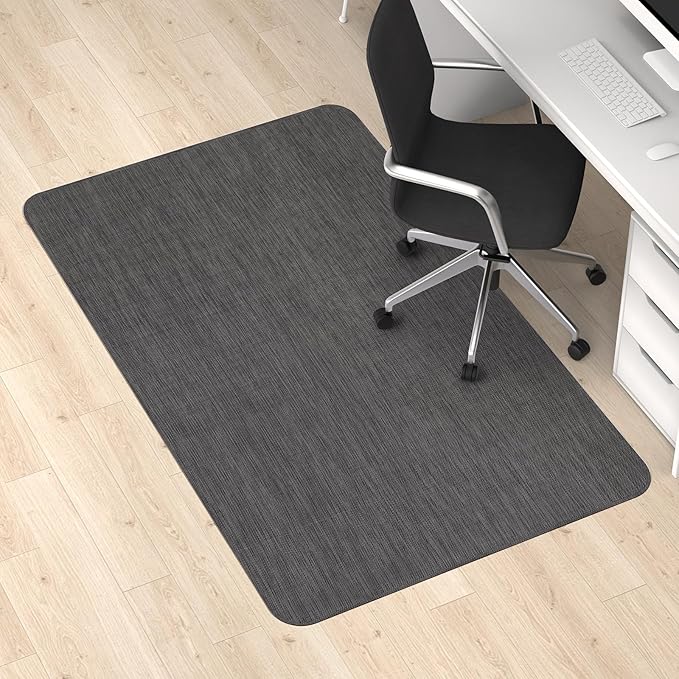 Blvornl Office Chair Mat for Hardwood Floor, 35.4"x 55" Desk Chair Mat for Hard Wood and Tile Floor, Large Anti-Slip Hard Floor Protector Rolling Chair Pad, PVC Desk Rug, Black